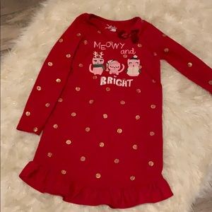 Girls Christmas nightgown “Meowy and Bright”